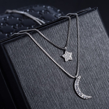 Fashion Moon Star Double Layer Chain   Necklaces Pendants For Women Jewelry Cubic Zirconia Choker Necklace 2024 - buy cheap