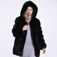 2021 Winter Thick Warm Women Faux Fox Fur Coat Hooded Female Artificial Fur Long Jacket Coats Overcoat 4XL PC253 2024 - buy cheap