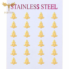 Wholesale Christmas Earrings Christmas Tree Stud Earrings Gold Stainless Steel Jewelry Women Girls Christmas Gift 2024 - buy cheap