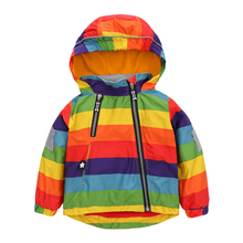 BINIDUCKLING Kids Boys Girls Fleece Coats Rainbow Stripe Autumn Child Jacket Hooded Windbreaker Warm Jacket With Fleece 2024 - buy cheap
