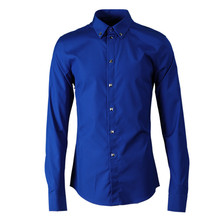 Мужская деловая рубашка, синяя, с длинным рукавом 2024 - купить недорого