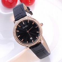 In 2016 the latest Korean calendar high-end fashion lady diamond watches Genuine Leather Watchband European station explosion 2024 - buy cheap
