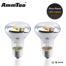 LED Filament Bulb Lampada LED Silver Plated Housing Bombillas LED Lamp Edison Bulb E27 R63 Led Candel Light 4W 6W Energy Saving 2024 - buy cheap