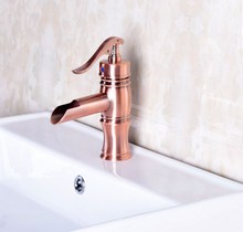 Vintage Retro Antique Red Copper Bathroom Waterfall Faucet Mixer Water Tap Single Handle Lever Bamboo Tap  anf244 2024 - buy cheap