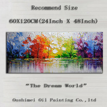 Hand Painted Modern Colorful Picture on Canvas Knife Landscape Hang Paintings For Decor Wall Seascape Tree Oil Painting 2024 - buy cheap