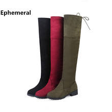 Women's Shoes With Zippers Long Boots Over The Knee Botas Femininas De Inverno Winter Fur Round Toe Low Heel Pumps Big Size 15 9 2024 - buy cheap