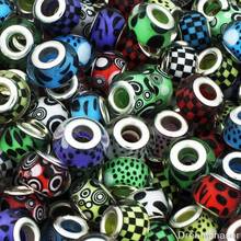 Polka Dot Random Design Spacers for Jewelry Making Resin Beads 4.5mm Big Hole Loose Charm fit Pandora Style Bracelet 2024 - buy cheap