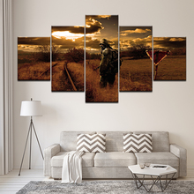 Canvas Painting man in wilderness with sunset 5 Pieces Wall Art Painting Modular Wallpapers Poster Print for living room Home De 2024 - buy cheap