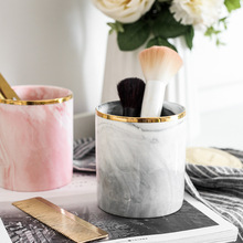 Modern Makeup Brush Minimalist Marbled Storage Box Creative Ins Style Porcelain Ceramic Brush Pot for Girl Lady Christmas Gifts 2024 - buy cheap