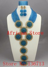 Amazing african beads jewelry set chain women Nigerian wedding crystal multi layer necklace/ earring Indian jewelry sets R531 2024 - buy cheap