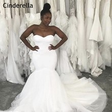 Cinderella African Style Sweetheart Sleeveless Mermaid Court Train Lace Up Back Satin And Tulle Wedding Dresses vestido de noiva 2024 - buy cheap