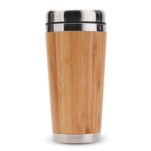 Taza de Viaje de café de acero inoxidable, taza reutilizable de bambú con cubierta a prueba de fugas 2024 - compra barato