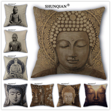 Linen Cotton Art design Buddha statue Pillow Cover Custom Print Home Decorative Pillows Cases 45x45cm one side Y517-6 2024 - buy cheap
