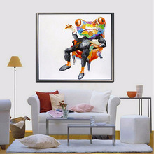 Wall Art Smoking Frog Picture Handmade Modern Animals Painting Home Decor Craft Abstract Pictures On Canvas Wall Oil Paintings 2024 - buy cheap