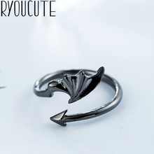 Boêmio grande cor de prata real asa anéis para mulheres jóias punk vintage antigo dedo anel de noivado presente de festa 2024 - compre barato