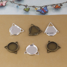 Bandejas colgantes redondas de bronce/plata antigua, Bases de configuración de Cameo cabujón para vidrio/pegatinas, triángulo en blanco, 12mm, 40 Uds. 2024 - compra barato