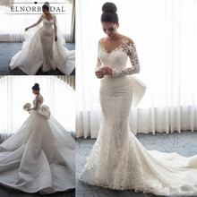Vintage Mermaid Lace Wedding Dresses 2022 Detachable Train Vestidos De Novia Long Sleeve Bridal Gowns Custom Made Trouwjurk 2024 - buy cheap