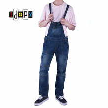 Classic Men Plus Size Denim Bib Overalls Multi Pockets Light Washed Blue Oversized Jean Jumpsuits For Male Big and Tall 2024 - buy cheap