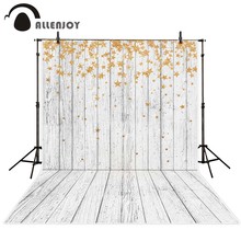Allenjoy-fundo de fotografia para estúdio fotográfico, fundo de madeira branco brilhante com spray, estrelas douradas para crianças 2024 - compre barato