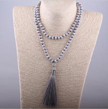 Fashion Bohemian Tribal Long Tassel Yoga Jewelry Gary Crystal Necklace For Women Lariat Necklaces 2024 - buy cheap