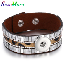 2019 New Leather Bracelet Snap Bracelets Fit 18MM Snap Button Jewelry Vintage Bohemian Bracelet for Women Men 2024 - buy cheap