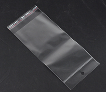 Прозрачные самоклеящиеся пакеты DoreenBeads с отверстиями для подвешивания, 20x9 см, 200 шт. 2024 - купить недорого