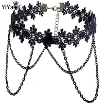 Yiyaofa colar vintage de gargantilha, joia gótica com colar falso declarado para mulheres, acessórios de joias de festa para meninas 2024 - compre barato
