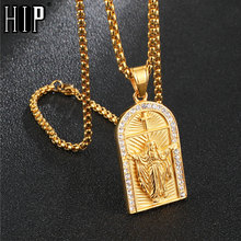 HIP Hop Rhinestone Geometric Jesus Cross Necklaces & Pendants For Men Women Jewelry Gold Color Pendant Necklace Dropshipping 2024 - buy cheap