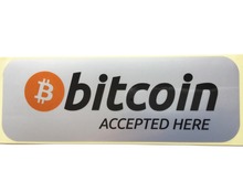 60 pcs/lot, 14.5x5.5cm bitcoin accepted here Self-adhesive durable silver PET label sticker,Item No.FS02 2024 - buy cheap