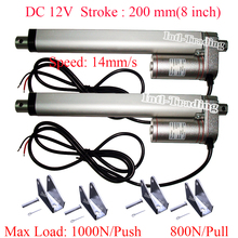 A Pair of 12V DC 200mm/8inches Stroke Mini Electric Linear Actuator 1000N=100KG Load Max Lift 14mm/s Speed Tubular Motor Motion 2024 - buy cheap