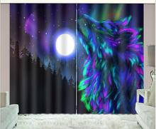 Colorido Lobo Luxo Cortina Da Janela Para Sala de estar crianças Quarto Cortinas Blackout 3D Rideaux Cortinas tamanho Personalizado fronha 2024 - compre barato