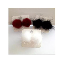 Grace Jun New  Spring Style Rabbit Fur Ball Clip on Earrings without piercing for Women party Silver Plated No Hole Ear Clip 2024 - купить недорого