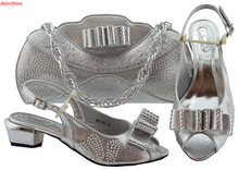 Doershow-bolsa y zapatos plateados para mujer, zapatos y Bolsa africanos a juego para fiesta, zapatos y bolsos nigerianos de moda, SLN1-20 2024 - compra barato