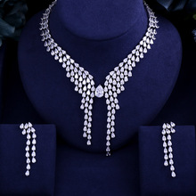 Newest Luxury Sparking Brilliant Cubic Zircon Clear Earrings Necklace Heavy Dinner Jewelry Sst Wedding Bridal Dress Accessories 2024 - buy cheap