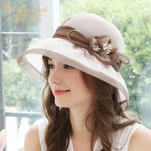 Spring Summer Female Sun Protection Hat New Silk Sun Shade Hats Holiday Seaside Beach Cap Korean Sunscreen Foldable Caps H6661 2024 - buy cheap