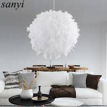 Modern Romantic Luxury White/Pink Color Feather Pendant Light Lamp Marriage Room Clothing Store Bedroom Dining Room Pendant Lamp 2024 - buy cheap