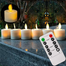 Упаковка из 6 или 12 электронных свечей с дистанционным управлением или без батарейки, беспламенные танцевальные огни, светодиодсветодиодный чайные светильники для Рождества 2024 - купить недорого