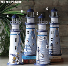 4 pcs 9.5*28.5 CM  Mediterranean-style lighthouse wrought iron Candlestick Candle holder Home decoration 2024 - buy cheap