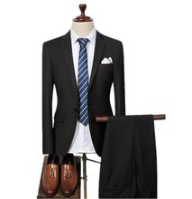 Terno masculino de lã (jaqueta + calças), 2019, um botão, moderno, slim fit, negócios, casamento, terno, casamento 2024 - compre barato