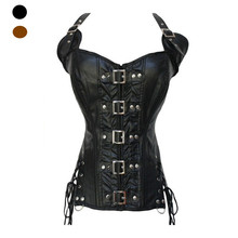 2016 Steampunk Corset Vintage Leather Fitness Women Sexy Hot Corsets And Bustiers Halter Slim Gothic Corselet Overbust Hot Sale 2024 - buy cheap