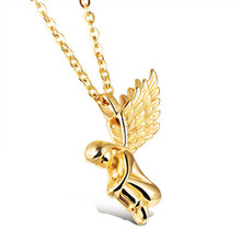High Grade Alloy Angel Pendant Necklace Pure Gold Color Chain Hip-hop Necklace Jewelry For Men CX27 2024 - buy cheap