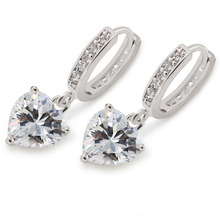 MxGxFam Heart CZ Charm Hoop Earrings For Women Fashion Jewelry AAA+ Cubic Zircon white gold color 2024 - buy cheap