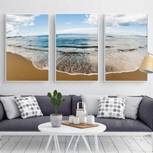 HAOCHU-pintura sobre lienzo para decoración del hogar, imagen de pared para sala de estar, dormitorio, paisaje de playa, mar, Agua Azul Mediterráneo, Europa 2024 - compra barato