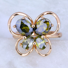 Love Monologue Beautiful Green imitation Peridot Butterfly Yellow Gold Color Ring Fashion Jewelry Size 5.5/7/9 X0218 2024 - buy cheap