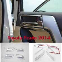 Хромированная накладка на внутреннюю дверную ручку Стайлинг планки для Toyota Land Cruiser Prado FJ 150 accessories 2024 - купить недорого