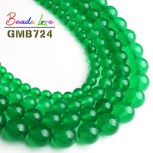 Piedra Natural + Calcedonia verde suelta perlas redondas para fabricación de joyas 6 8mm 10mm 12mm Diy pulsera de cuentas collar al por mayor de 15 pulgadas 2024 - compra barato