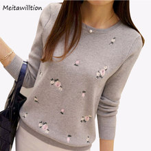 2022 Autumn Winter Women Pullovers Sweaters Casual Long Sleeve Floral Embroidery Sweaters Lady Slim Tops Female Knitted Jumper 2024 - buy cheap