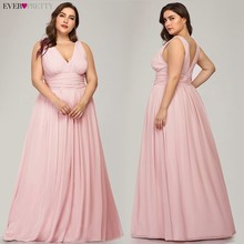 Ever Pretty Plus Size Bridesmaid Dresses 2020 Vestidos Elegant A Line V Neck Backless Long Chiffon Wedding Party Gowns EP09016 2024 - buy cheap