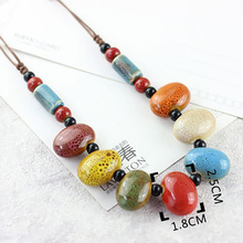 Bohemian Ceramic Beaded Necklace For Women Colorful Candy Shape Design Long Rope Knot Necklaces Classic Black Bead Charm Choker 2024 - buy cheap