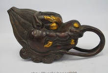 China Chinese Folk old Bronze Gilt Copper Dragon Head Teapot Wine Pot 2024 - buy cheap